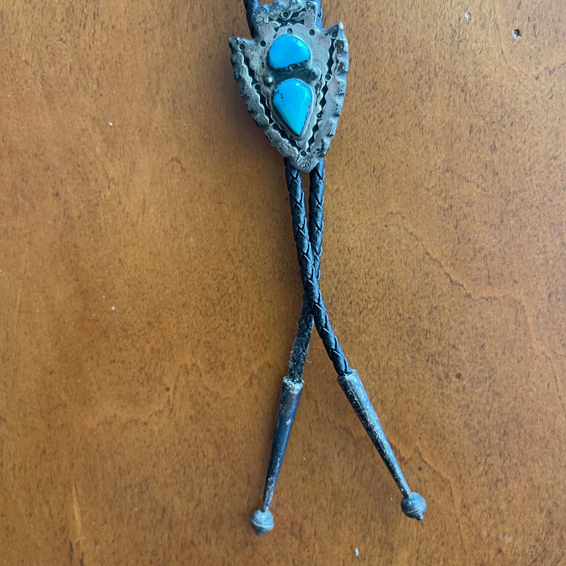 Vintage Native American Turquoise Bolo Tie 1