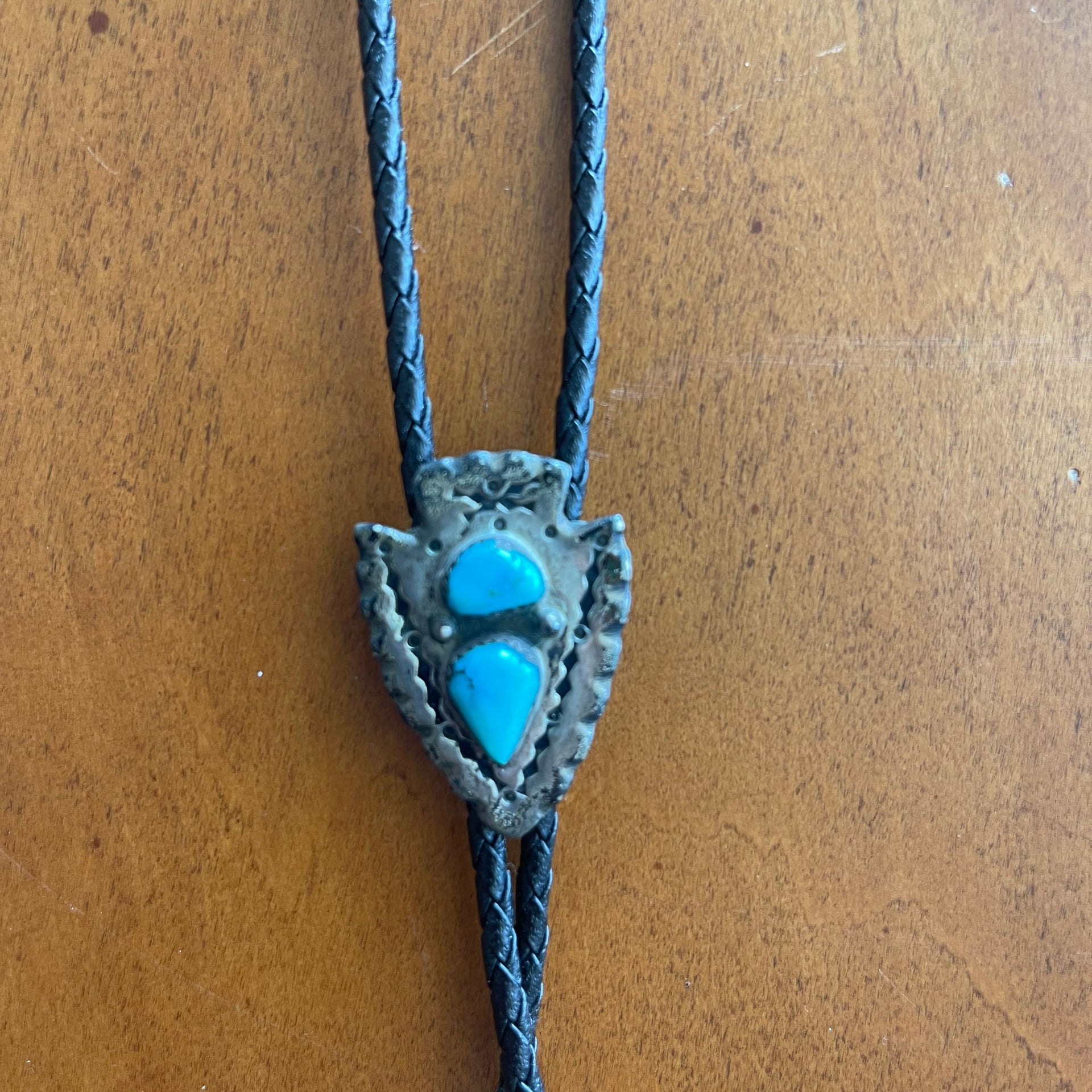 Vintage Native American Turquoise Bolo Tie 3