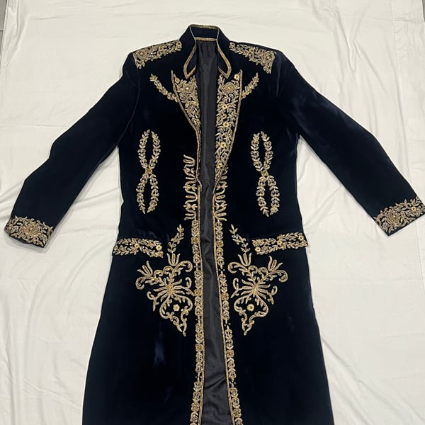 Midnight blue Velvet Gold Embroidered Napoleonic Style Jacket