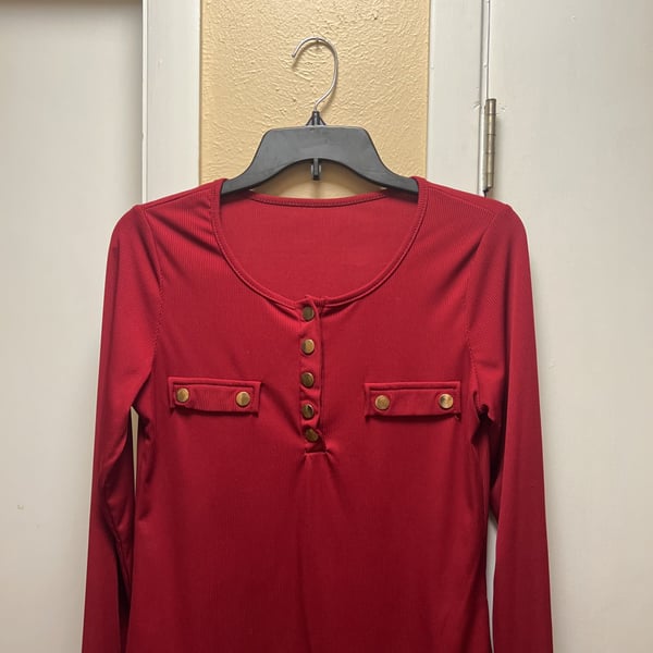  Red Long Sleeve  Shirt
