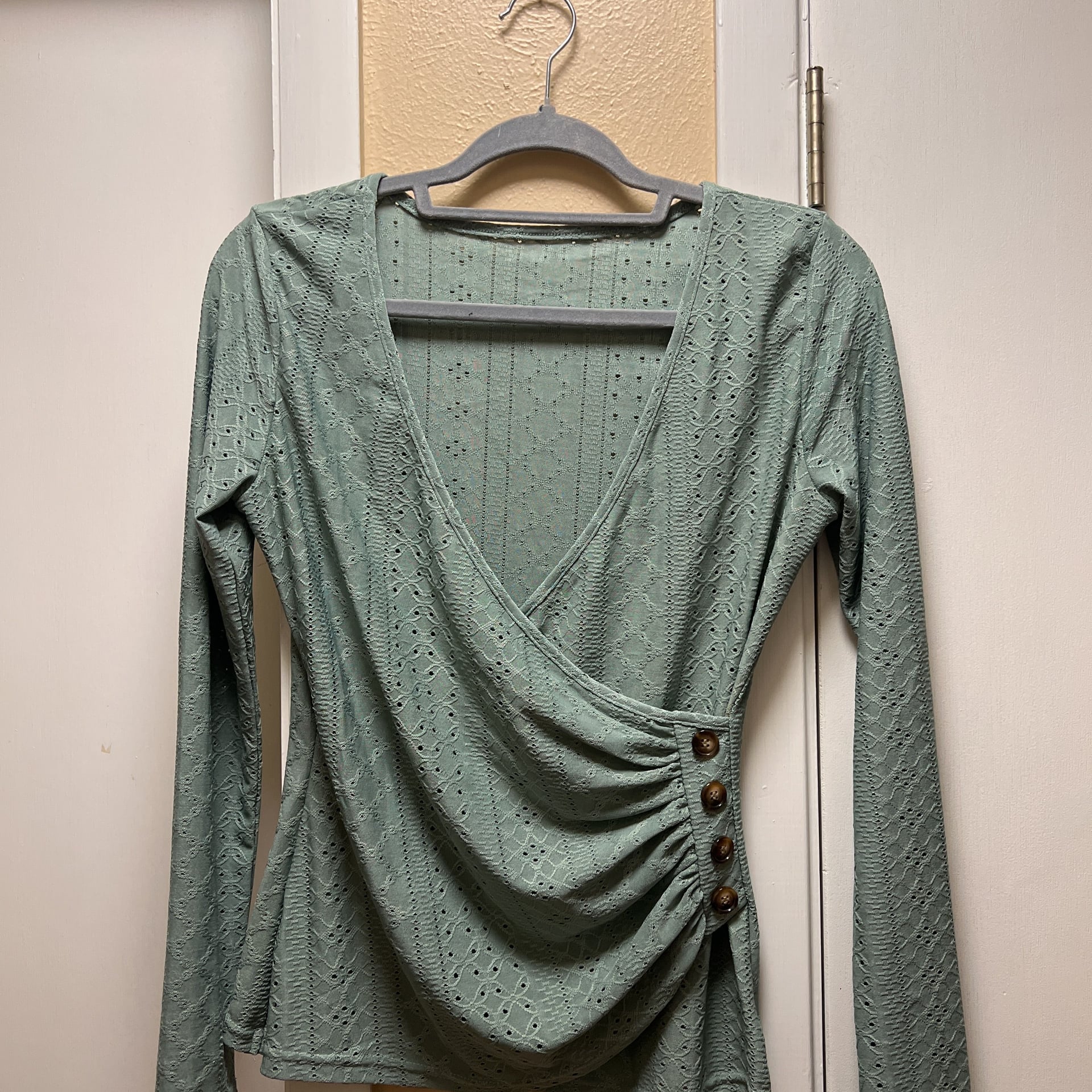 Long Sleeve Ribbed Cross Front Sweater 1