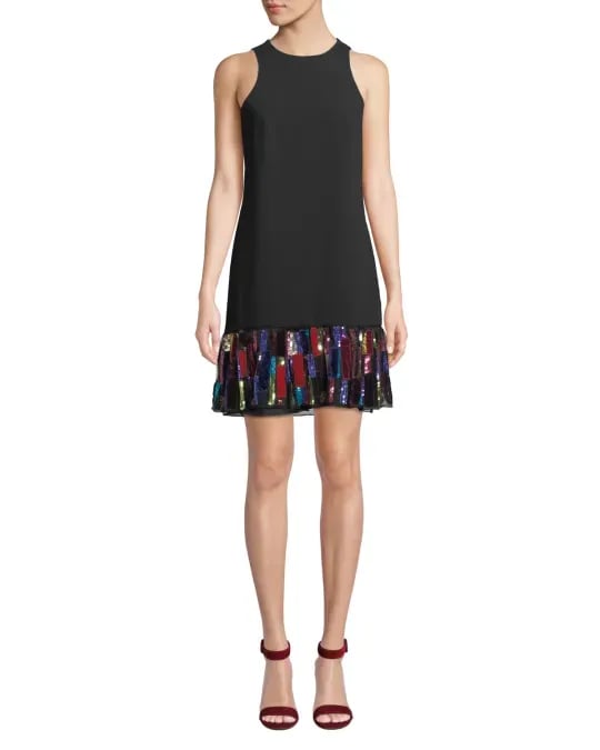 Trina Turk Berry Drop Waist Mini Shift Dress Velvet Sequin 1