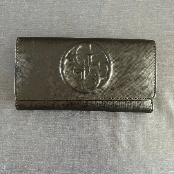 Guess Black Embossed Logo Flap Wallet