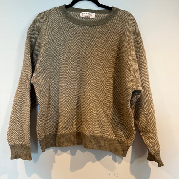 Vintage Heather & Tweed 100% Lambswool Herringbone Sweater