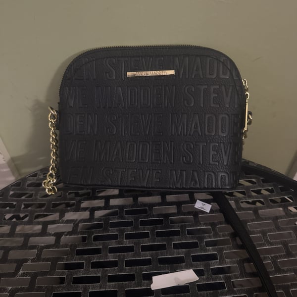 Steve Madden Black Dome Crossbody with Gold Hardware