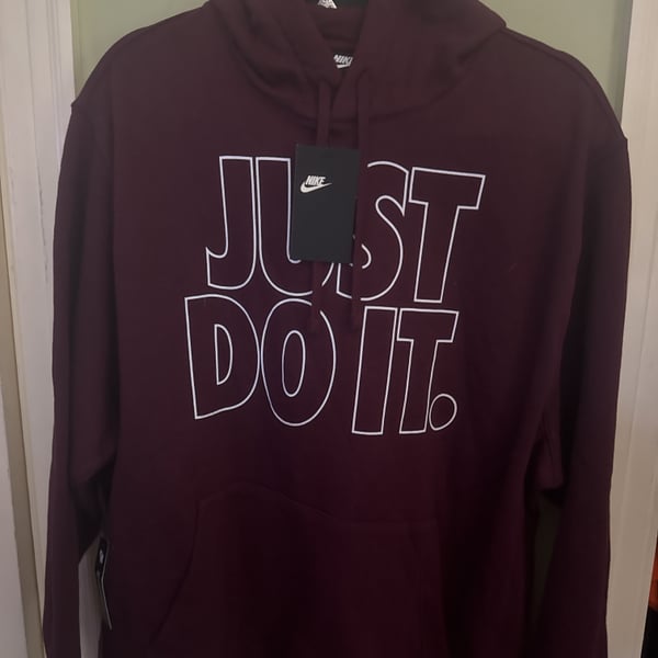 Nike Just Do It Cowl Neck Hoodie Sweatshirt in Maroon