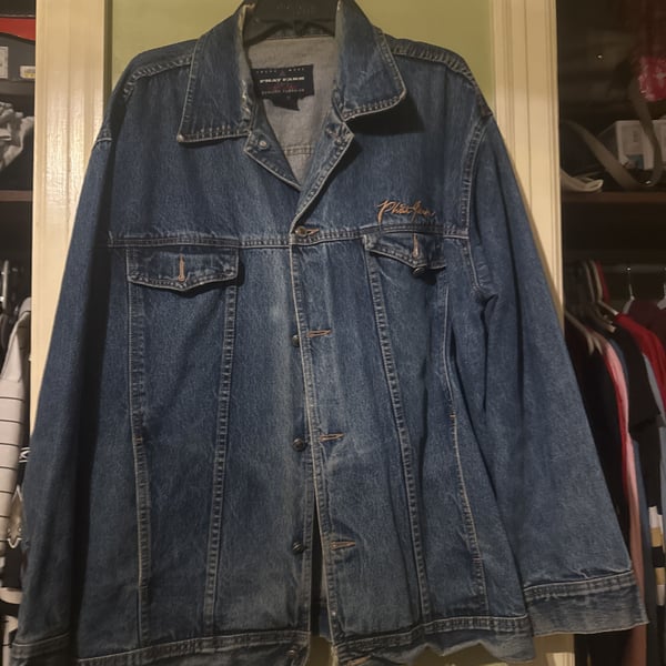 Phat Farm Logo Urban Hip Hop 90's Denim Blue Jean Jacket Mens Size 2XL