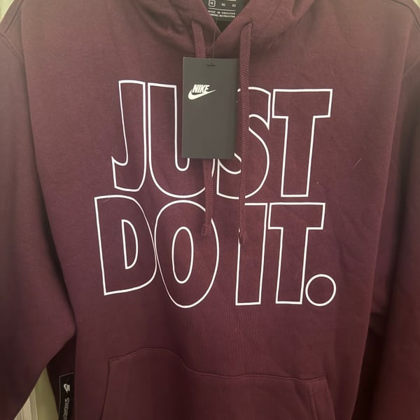 Nike Just Do It Cowl Neck Hoodie Sweatshirt in Maroon