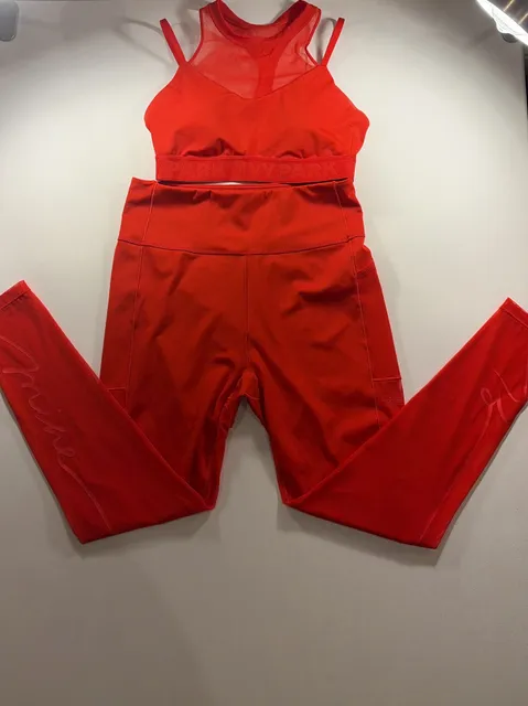 Adidas x Ivy Park Red Sports Bra and Leggings Set