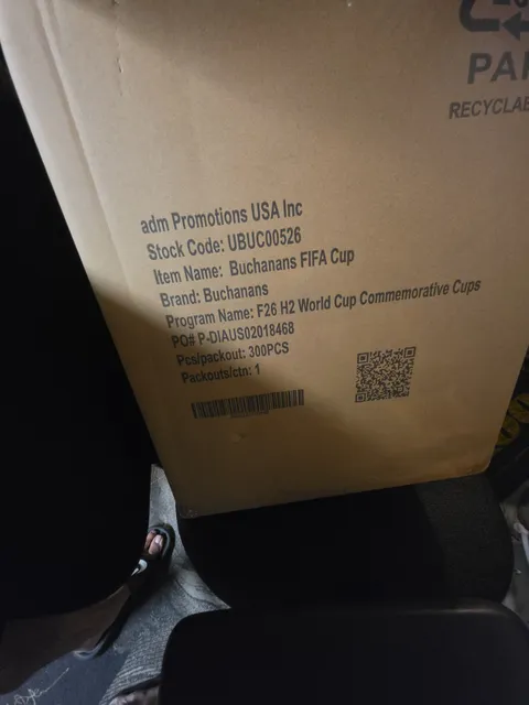 Buchanans FIFA Cup Commemorative Cups Case 300Pcs