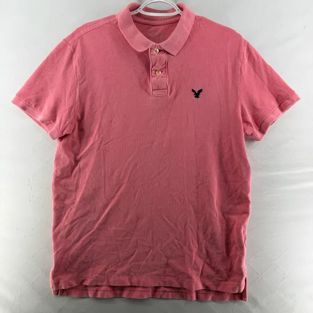 1675 American Eagle Outfitters Polo Shirt Size M Pink Athletic Fit