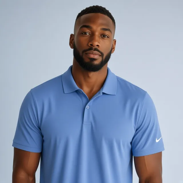 Nike Golf Polo Shirt Size L Blue Dri-FIT Short Sleeve