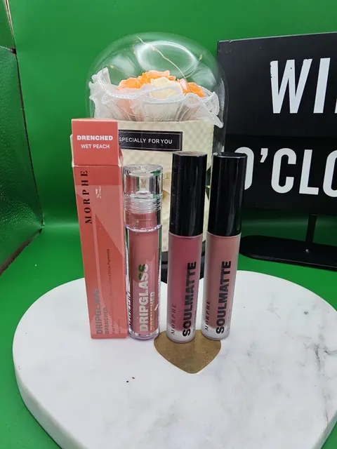 Morphe Dripglass Lip Gloss Wet Peach & Soulmatte Velvet Lip Mousse