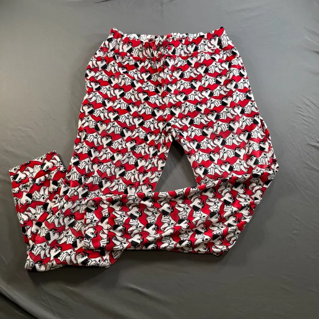 Disney 101 Dalmatians Pajama Pants Women's M Red Black White Fleece