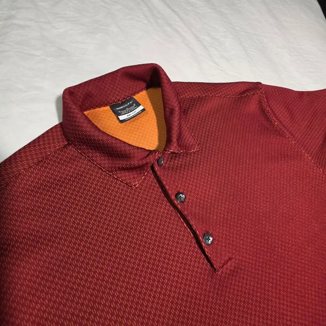 Nike Golf Polo Shirt Size M Red Orange Dri-Fit