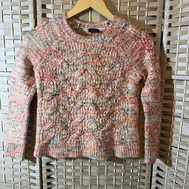 Talbots Cable Knit Sweater Peach Multicolor