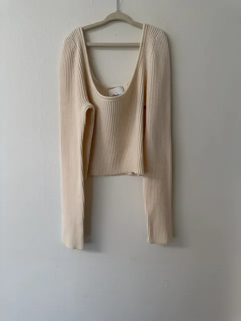 3.1 Phillip Lim Ribbed Long Sleeve Top Size M Cream