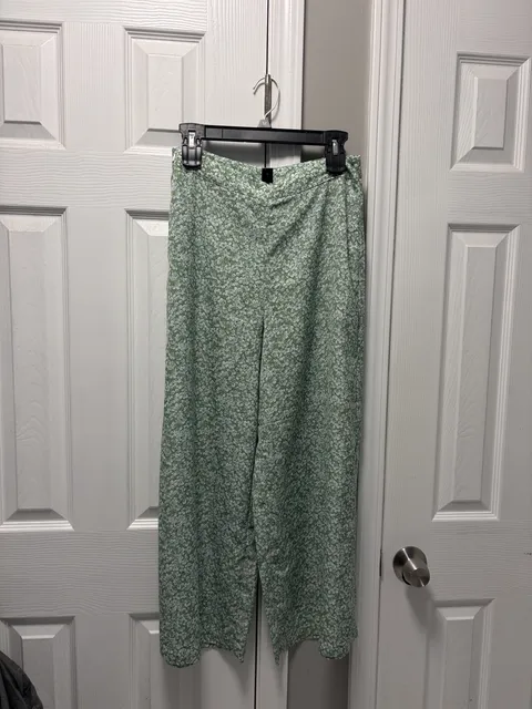 Shein Green Floral Wide Leg Pants