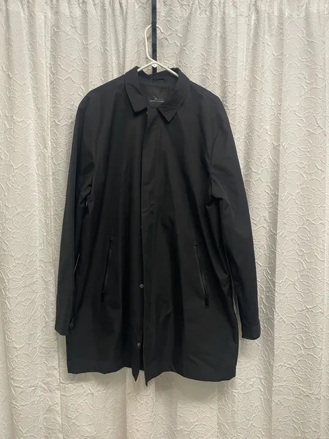 Marc Anthony Trench Coat Size XXL Black Rain Jacket Slim Fit