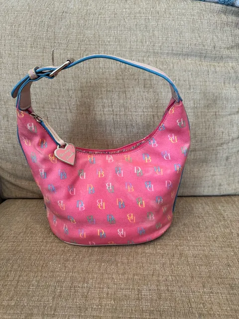 Dooney & Bourke Pink Monogram Hobo Shoulder Bag Y2K