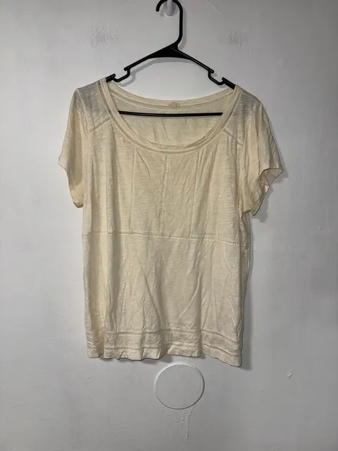 J.Crew Scoop Neck T-Shirt Size L Ivory Cotton