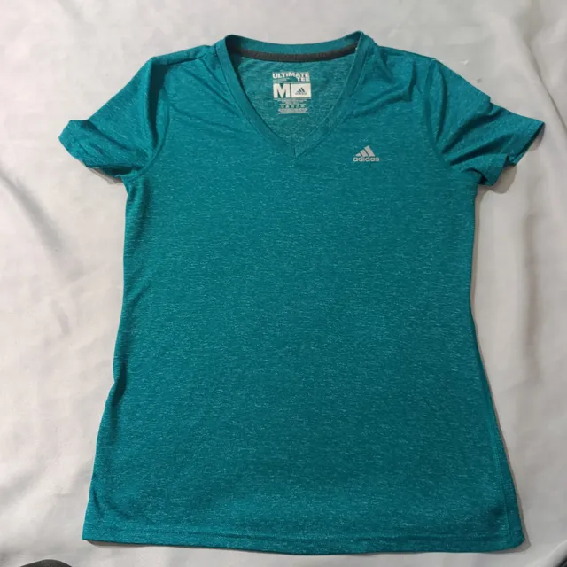 Adidas Ultimate Tee Size M Teal V-Neck Athletic Shirt