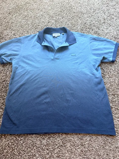 Lacoste Ombre Polo Shirt US M Blue Cotton Classic Fit