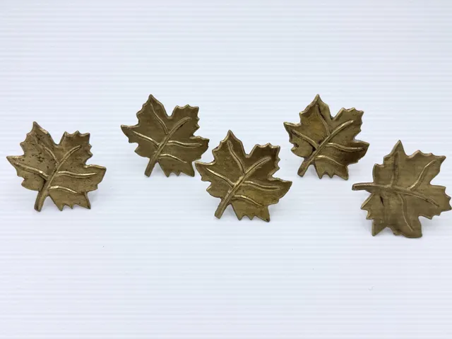 Vintage Brass Maple Leaf Napkin Rings Set of 5 Fall Table Decor