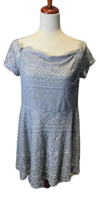 Rewind Gray Lace Dress Size XL Lace Overlay Lined Zipper in Back ...,