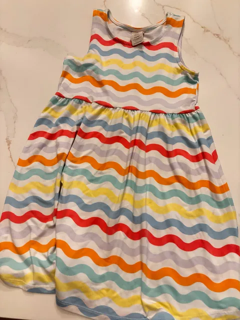Member's Mark Knit Dress Size S (6/6X) Rainbow Waves Sleeveless