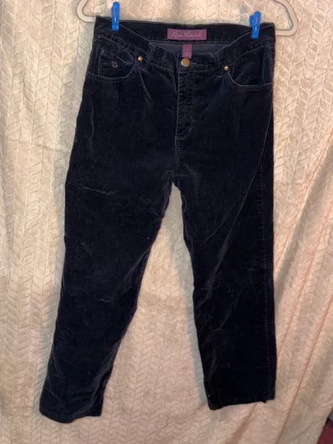 Gloria Vanderbilt Corduroy Pants Size 10 Navy Blue Straight Leg