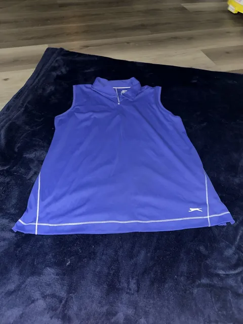 Slazenger Golf Sleeveless Zip Polo Size XL Blue