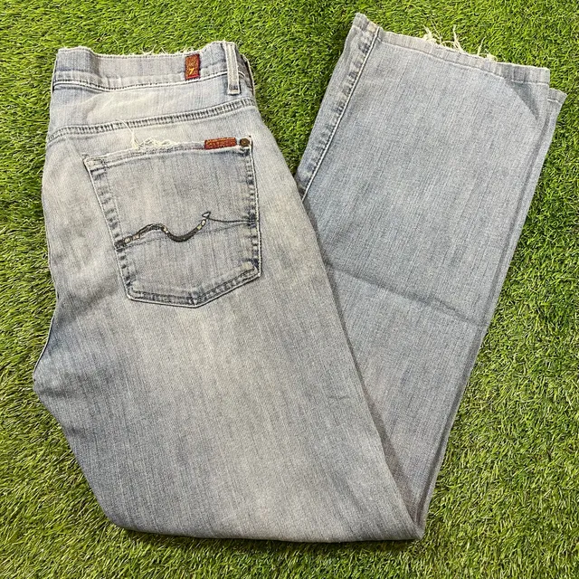 7 For All Mankind Straight Leg Jeans Size 36x32 Light Wash