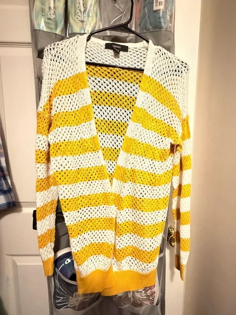 Forever 21 Striped Open Knit Cardigan