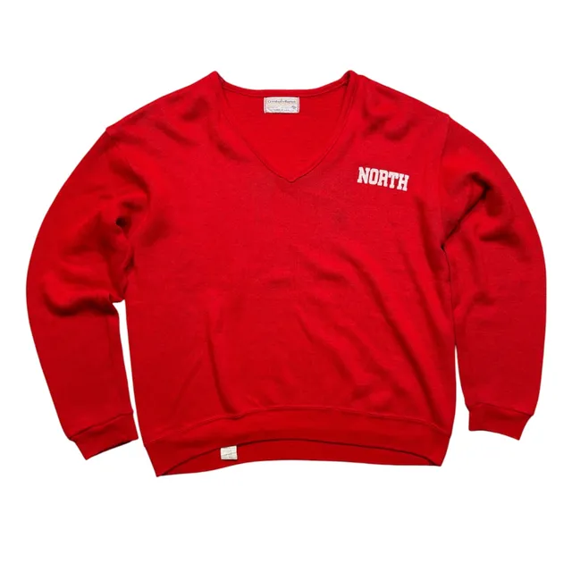Vintage Creslan And Rayon V-Neck Sweater Size XL Red North
