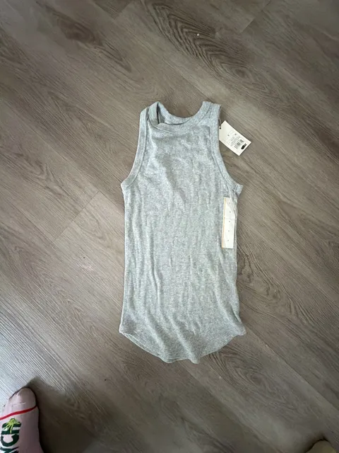 A New Day Ribbed Tank Top Size S Gray Scoop Neck Sleeveless