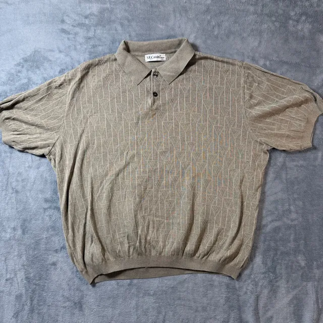 St. Croix Shop Knit Polo Shirt Size XL Tan Patterned Short Sleeve