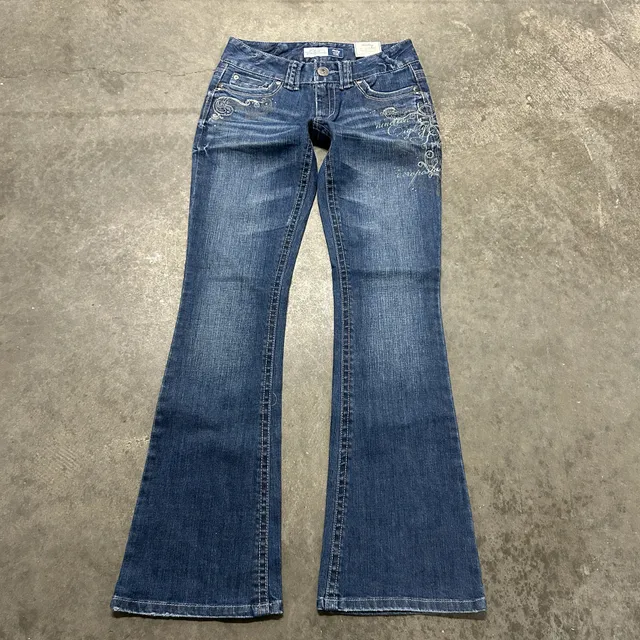 Aeropostale Hailey Flare Jeans Blue Embroidered Y2K Denim