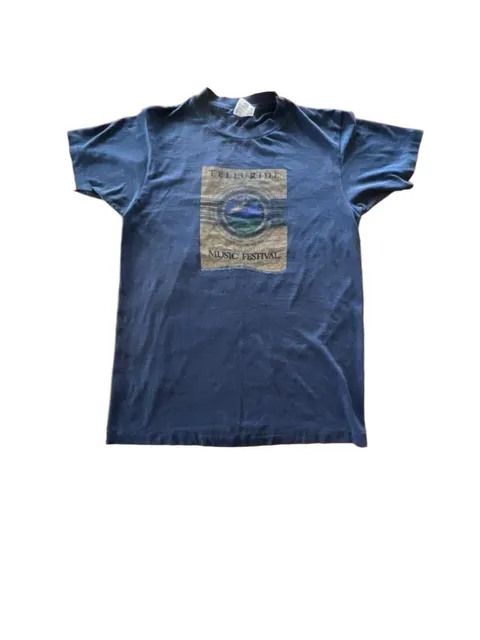 Vintage Hanes Telluride Music Festival T-Shirt Size M 38-40 Blue