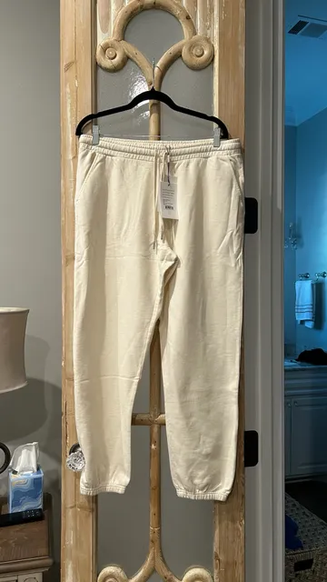 Something Navy Drawstring Sweatpants Size L Ivory Garment Dyed