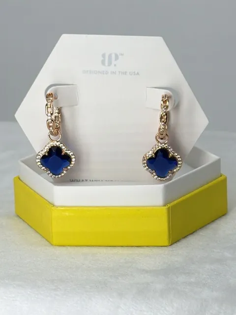 BP Beach Day Babe Hoops Clovers Blue Spinel Rose Gold