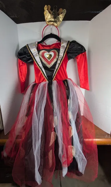 Queen of Hearts Costume Dress With Crown