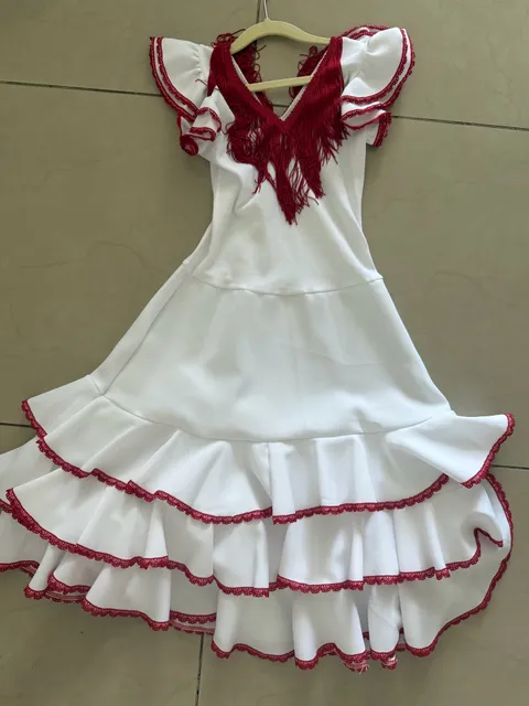 Creacions Hilary Flamenco Dress Size 10 White Red