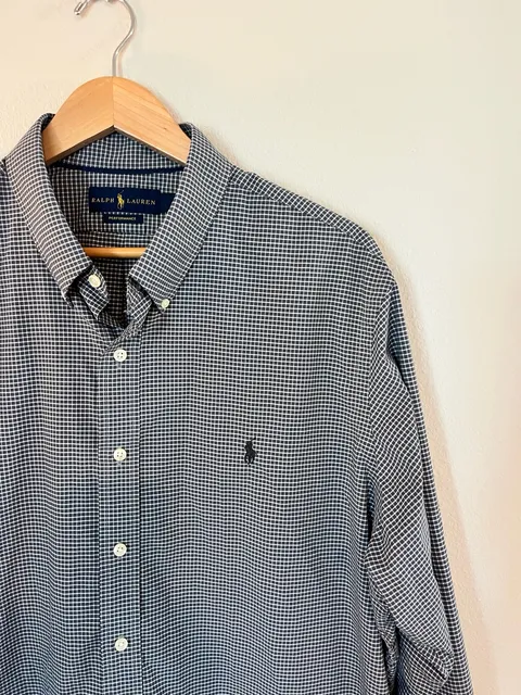 Polo Ralph Lauren, 2XL Performance Button Down, Black Checkered Print