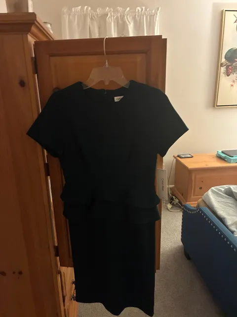 Calvin Klein Peplum Sheath Dress Black Petite
