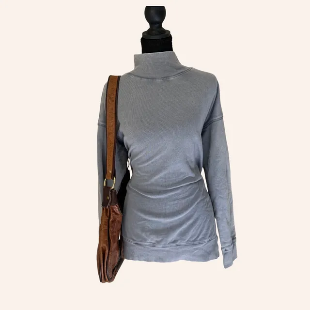 free people washed gray oversized mock neck sweatshirt tunic size small