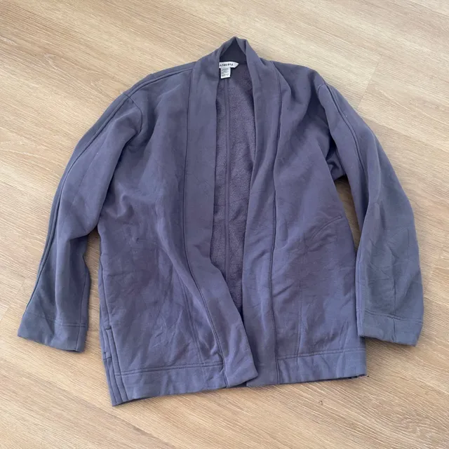 Athleta Fleece Cardigan Size XXS/XS Purple Open Front Sweatshirt Jacket