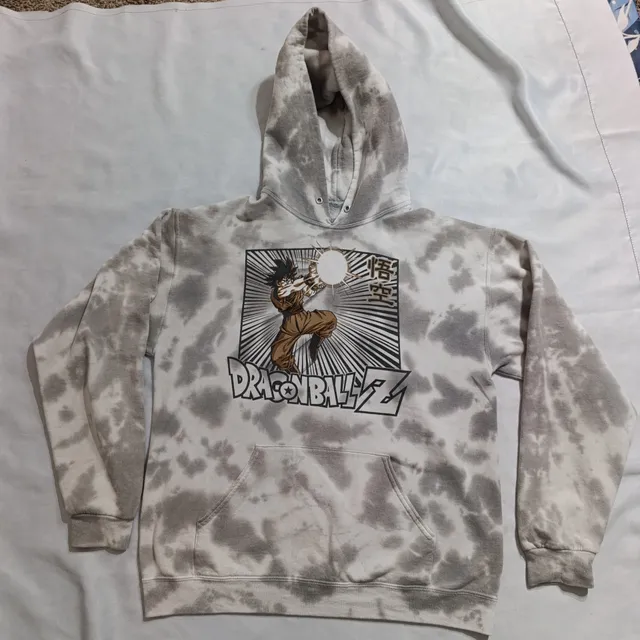 Crunchyroll Dragon Ball Z Goku Hoodie Size L Gray Tie Dye