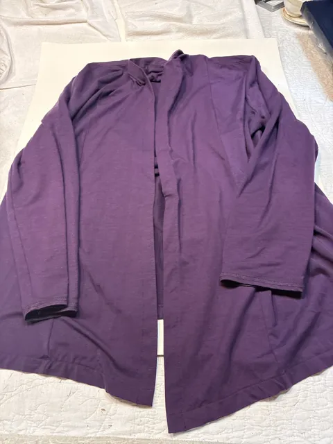 L.L. Bean Open Front Cardigan Size L Purple Tencel Lyocell Spandex