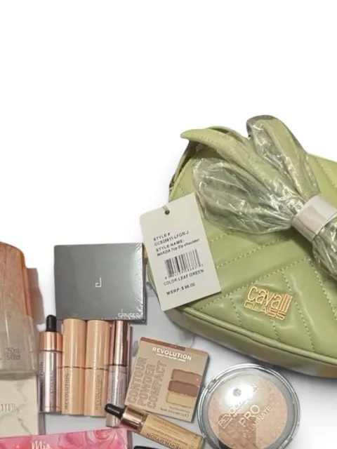 Cavalli Class Marzia Green Top Zip Shoulder Bag & Beauty Bundle 